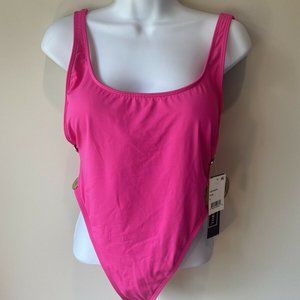 La Blanca Swimsuit Gold Buttons Pink One Piece